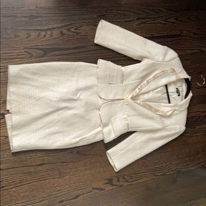 Two piece white tweed suit